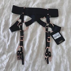 Honey Birdette Rose Gold Carter Suspenders XS